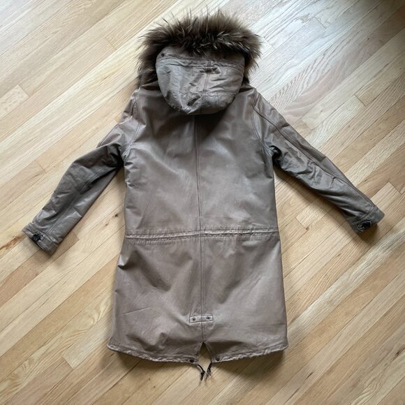 Sissi Fish Tail Leather Parka with Hood - Picture 4 of 10